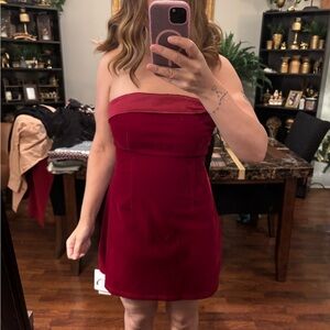 Elegant Red Strapless Dress